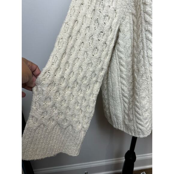J.Crew Cotton-Blend Bouclé Cable Knit Sweater XL Wide Sleeve Fuzzy Soft - Picture 9 of 12